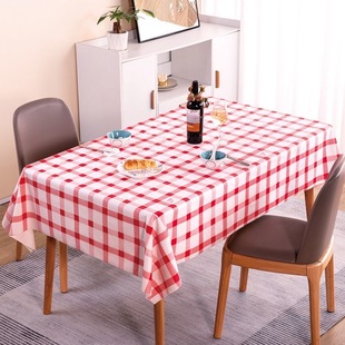 石头布加厚商用餐厅饭店大排档用红白格印花台布可定制印LOGO批发