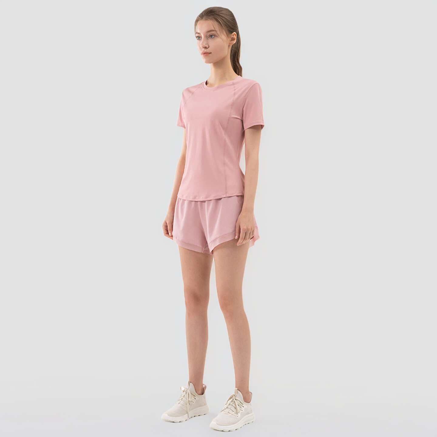 瑜伽服套装女短袖显瘦上衣休闲速干健身户外跑步防走光运动短裤夏