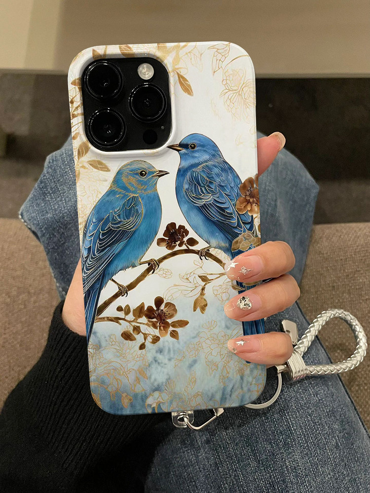 欧美 双鸟奏乐质感时尚适用iphone14苹果15promax手机壳高级感14pro菲林15新款13女12个性11防摔全包边ins