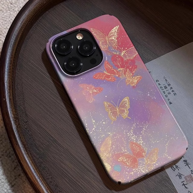 粉蝶翩舞适用iPhone16promax手机壳苹果15新款全包镜头14高级感13软壳12女11防摔xs创意xsmax菲林壳pro外壳ip