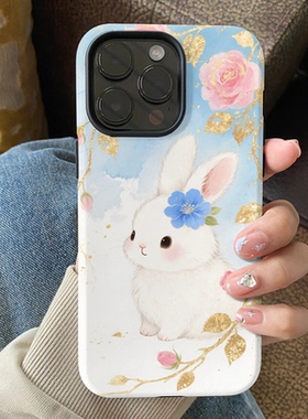 适用于苹果16手机壳iPhone15promax新女款14plusI小清新玫瑰白兔13pro菲林壳12高级感11可爱xsmax防摔保护套