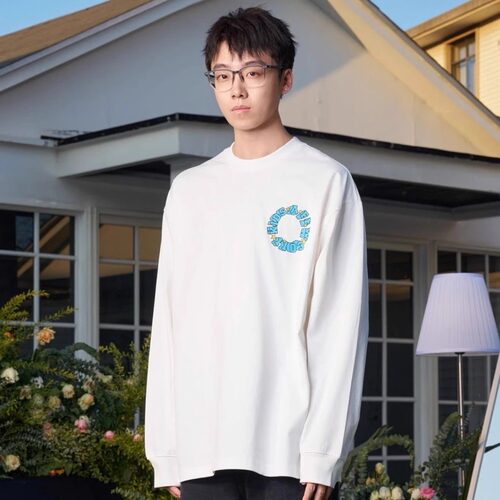 新款AFGK*1103陈泽联名星星长袖T恤环形logo国潮美式打底衫男女