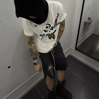 thomeboydontkill偷米同款骷髅射手嘻哈说唱街头朋克休闲ins T恤