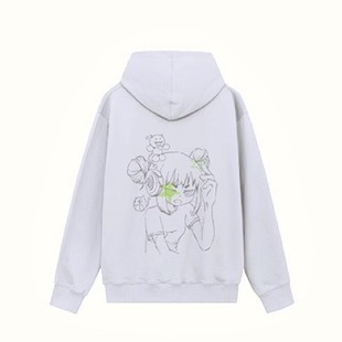 2727WORLD法老同款星眼女孩发泡卡通动漫连帽衫套头秋冬新品卫衣