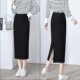 跨境春秋新款 长裙高腰弹力包臀裙修身 显瘦半身裙职业OL通勤女黑裙