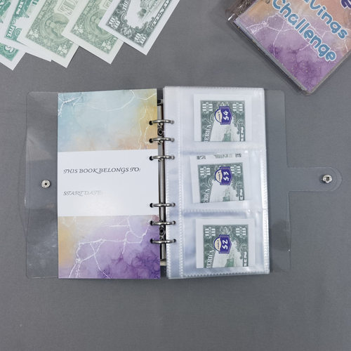 跨境新款52周存储挑战预算活页夹 现金储蓄挑战存钱本 计划本