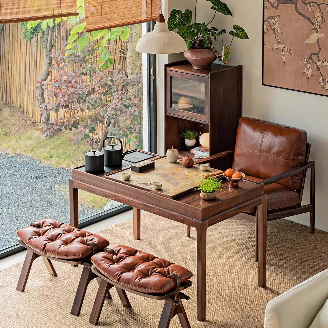 新中式实木茶桌椅组合家用客厅泡茶台一键上水湿泡榫卯结构喝茶桌