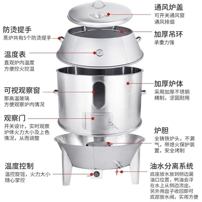 木炭烤鸭炉商用燃气烤鸭炉脆皮烤肉炉不锈钢烤羊腿炉加厚保温烧鹅