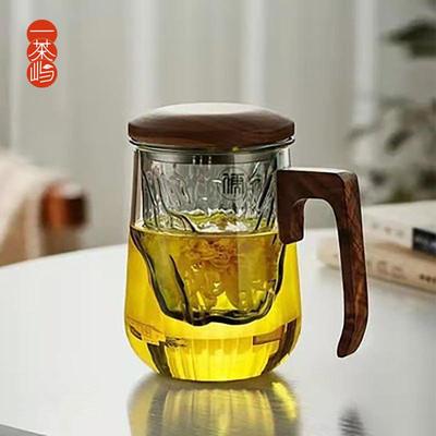 厂家现货大容量600ML玻璃泡茶杯茶水分离水杯子男士办公过滤喝茶