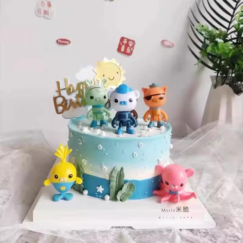 海底小纵队蛋糕装饰摆件插件创意卡通儿童男孩女生日烘焙装饰礼物