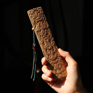 濮暹老山檀香书签木质雕刻瑞兽纹定制创意民族风文创礼品伴手礼物