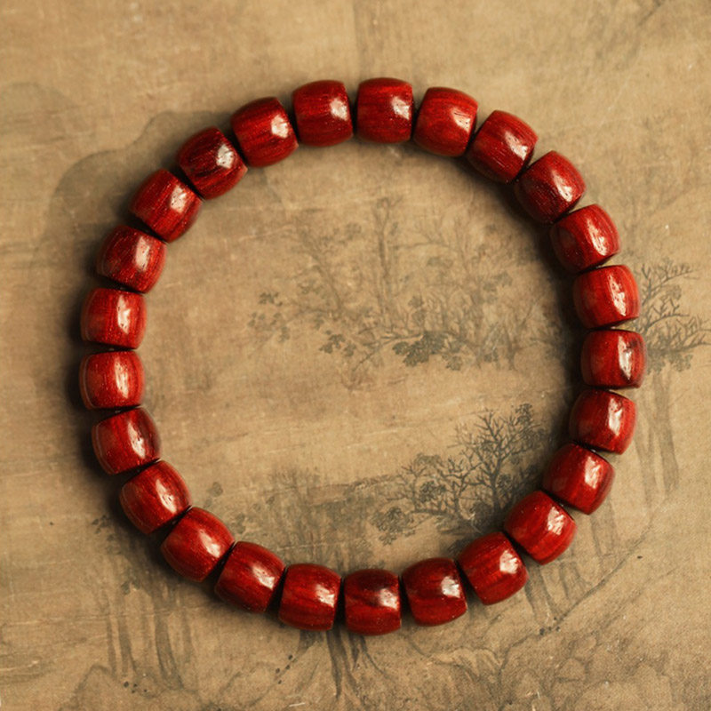 濮暹小叶紫檀手串女士直切真品鸡血红高密度老料木质手链五行补木