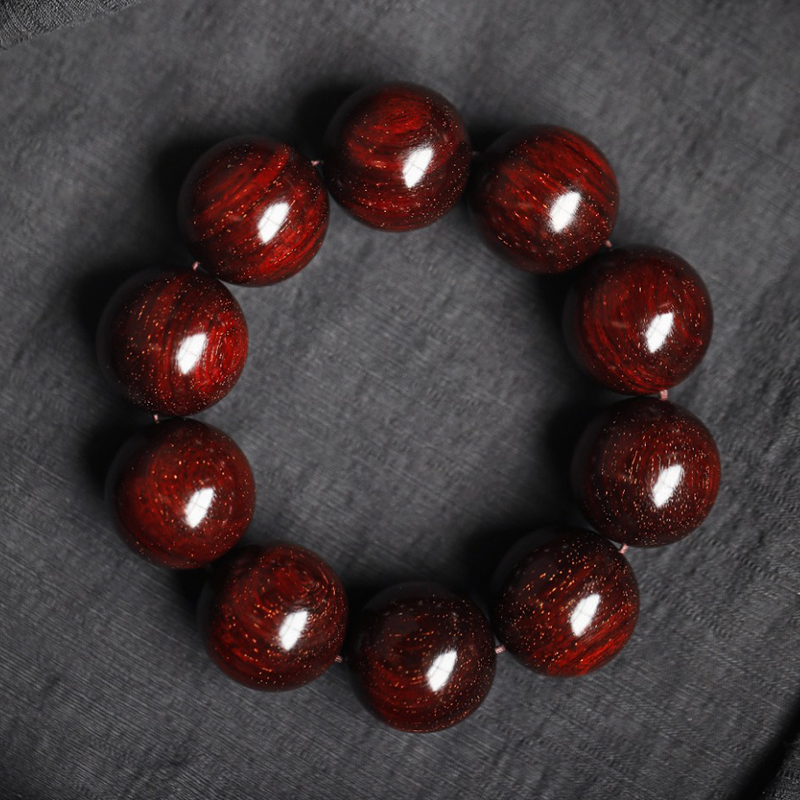 紫檀满金星真品老料木质佛珠手链