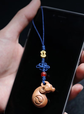 吉祥物牛转乾坤吊坠挂件檀香木