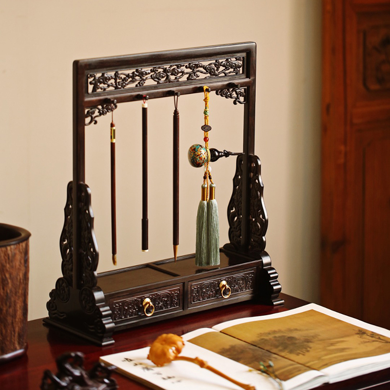 红木紫光檀复古螭龙摆件濮暹