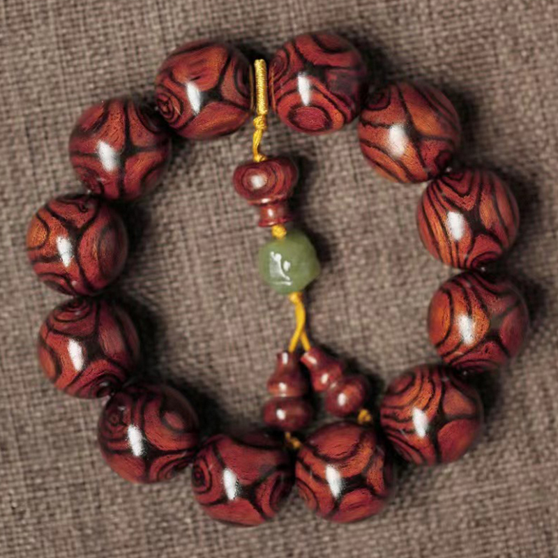 海南黄花梨手串对眼鬼脸男士