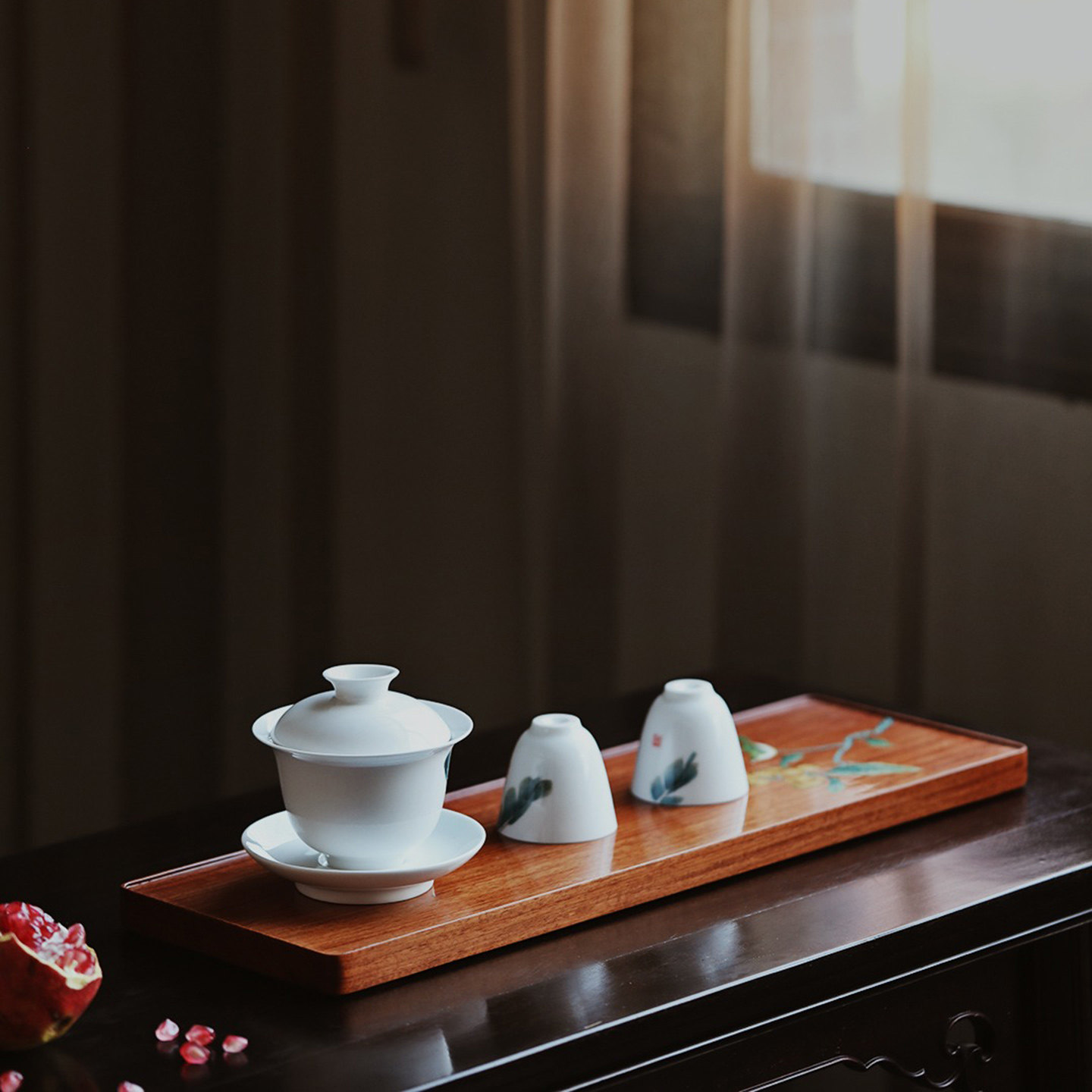 濮暹缅甸花梨木茶盘干泡台一人家用新款茶具茶盘办公室高级感小型