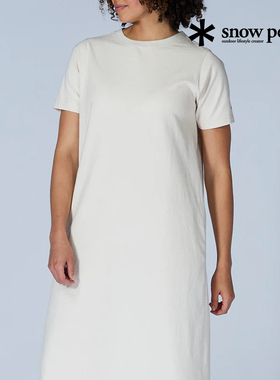 SnowPeak雪峰休闲中长款小白裙圆领小个子短袖连衣裙 SW-22SW401R