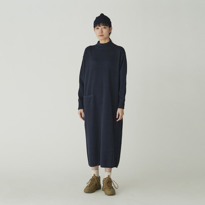 snowpeak雪峰2025秋冬Co/Ny/Pe Knit连衣裙高领长袖保暖女款裙子