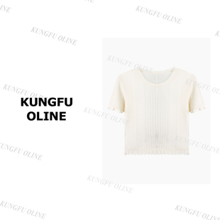 现现MY0420气质圆领套头新款 休闲针织上衣短袖