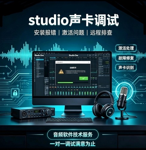 studioone机架效果重装声卡故障修复远程调试直播调音师人声优化