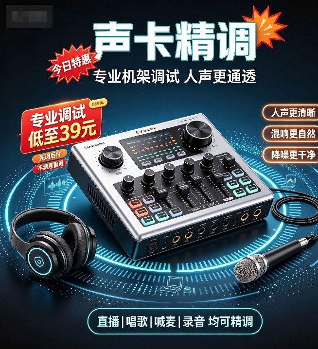 专业调音师直播声卡调试机架精调外置IXI艾肯RME谜笛娃娃脸M8图片