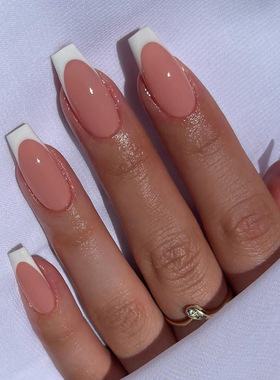 中长款简约白色法式美甲纯欲百搭时尚欧美ins风混批假指甲nails