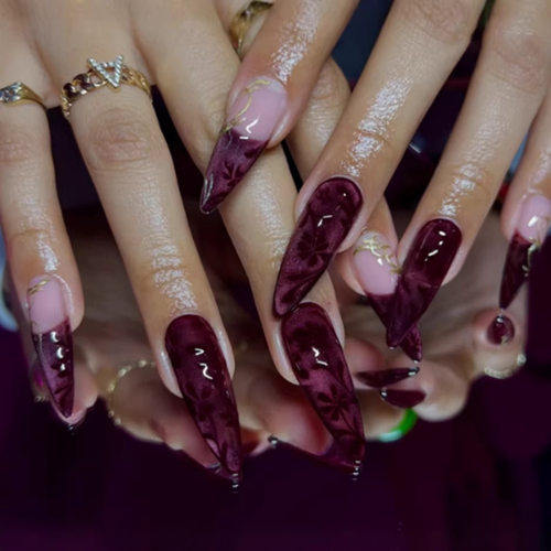 暗夜藤蔓流光猫眼法式欧美风可拆卸穿戴甲24片 press on nails