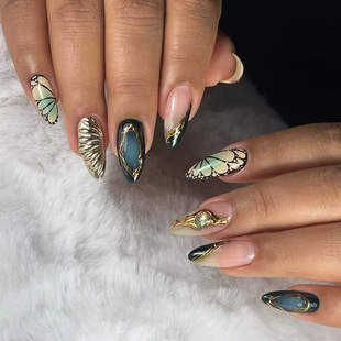 nails 外贸立体甜酷法式 波纹欧美暗黑ins风穿戴甲24片press