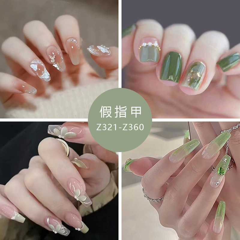 穿戴甲钻款小清新立体图案爱心蝴蝶结美甲贴片美甲穿戴甲成品