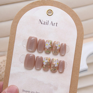 追光猫眼穿戴甲春日花花分码10片小短T短芭蕾美甲片小清新指甲片