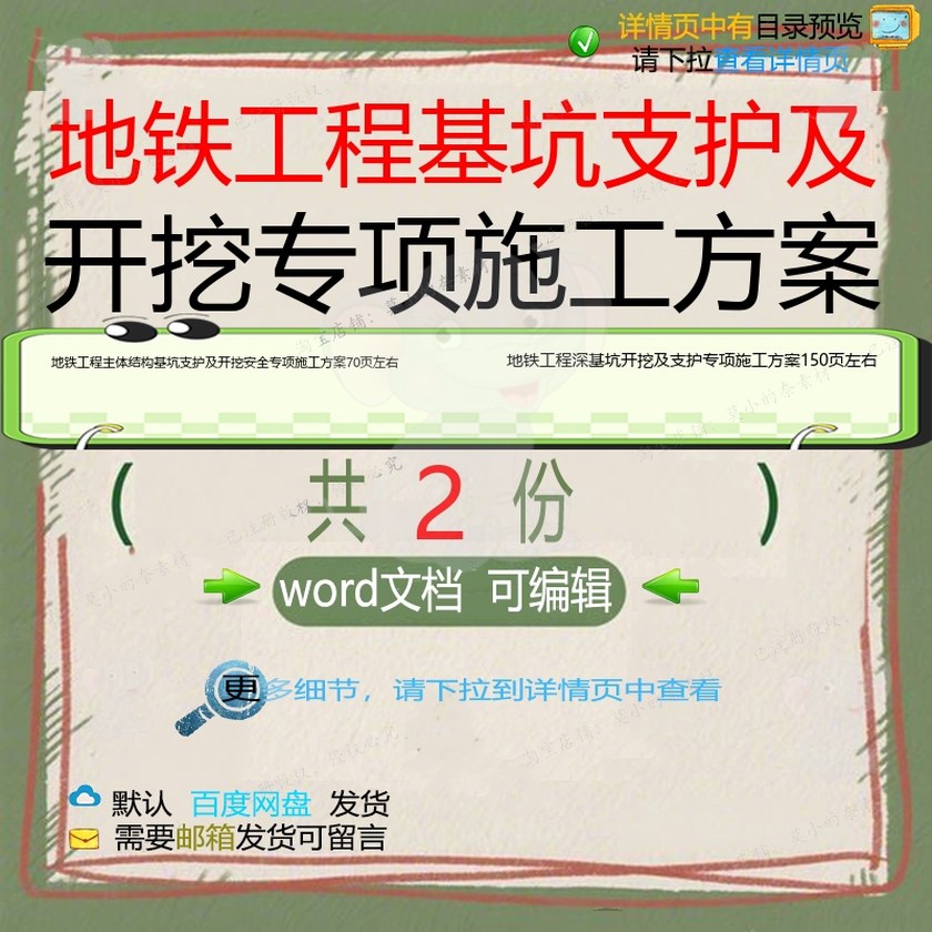 地铁工程主体结构深基坑支护及开挖安全专项施工方模板word文档案