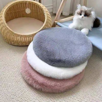 猫咪窝圆形垫子新款毛垫宠物狗窝睡觉垫猫爬架坐垫太空舱毛绒毯子