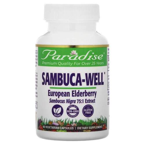 Paradise Herbs,Sambuca-Well，欧洲接骨木果，250 毫克，60 粒素