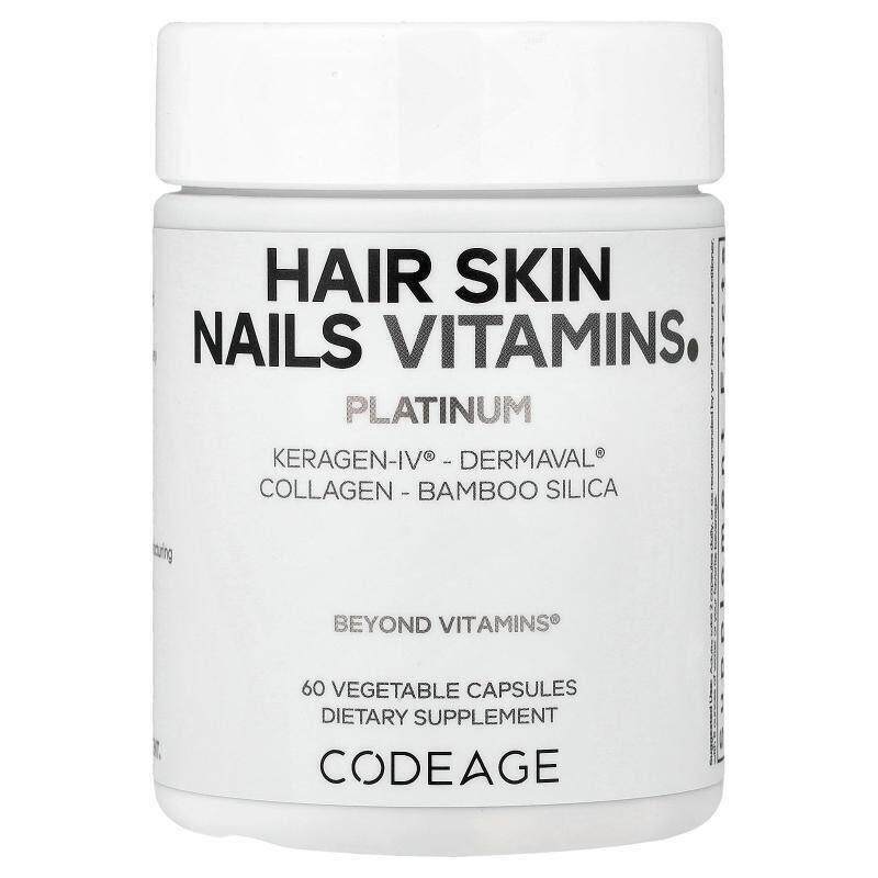 Codeage,头发、皮肤和指甲维生素，铂金版，60 粒素食胶囊