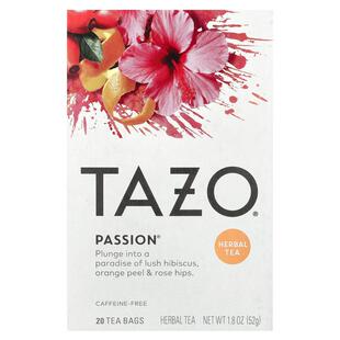 TAZO,草本茶，西番莲，无因，20 茶包，1.8 盎司（52 克）