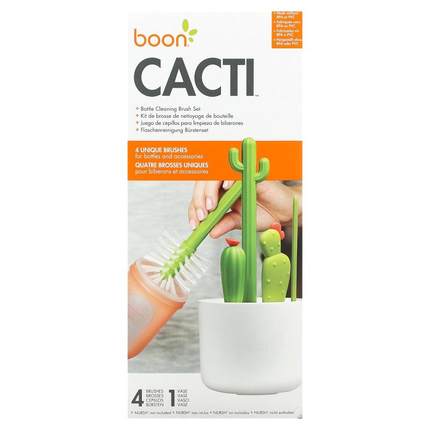 Boon,Cacti，瓶子清洁刷套装，4 把刷子和 1 个瓶子