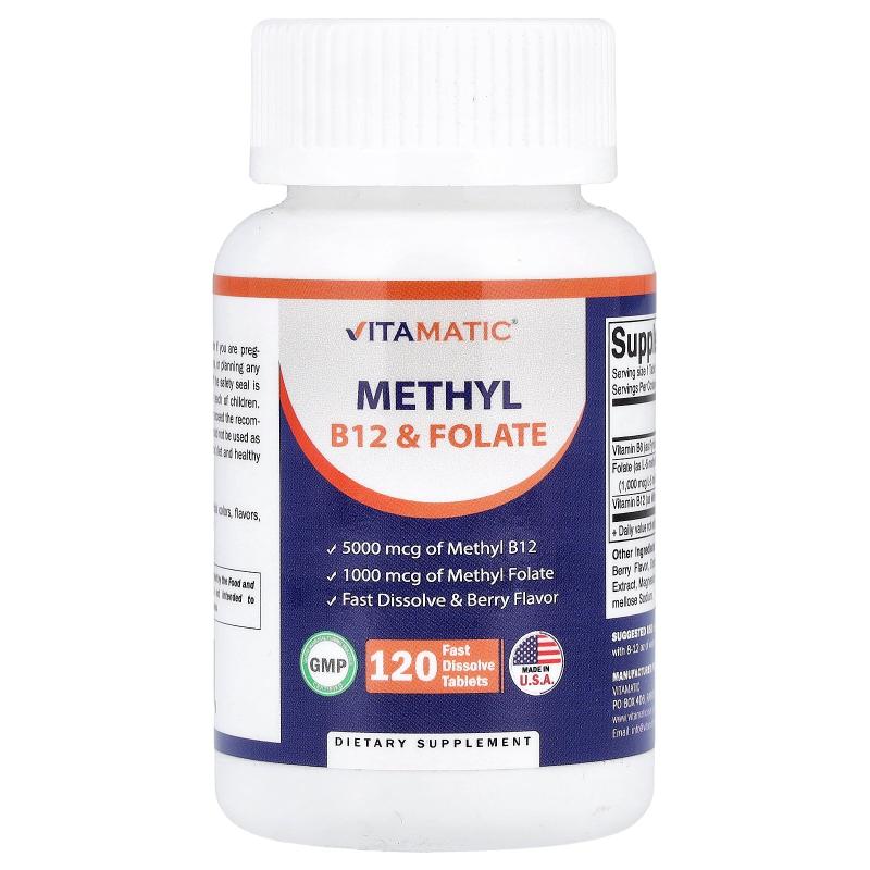 Vitamatic,Methyl B12 & Folate, Berry, 120 Fast Dissolve Tabl