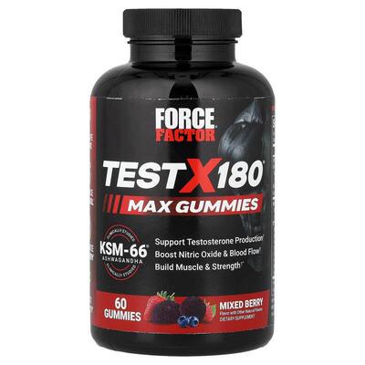 Force Factor,Test X180® Max Gummies, Mixed Berry, 60 Gummies