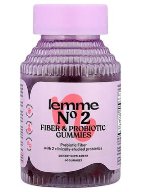 Lemme,No2，纤维和益生菌软糖，草莓味，60 粒