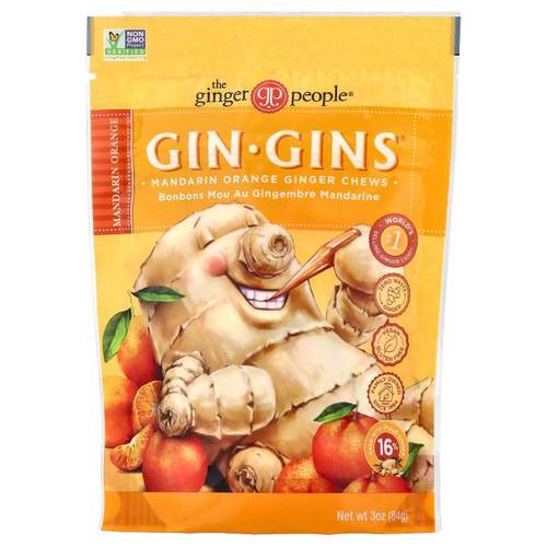 The Ginger People,Gin Gins®，姜咀嚼片，甜橙，3 盎司（84 克）