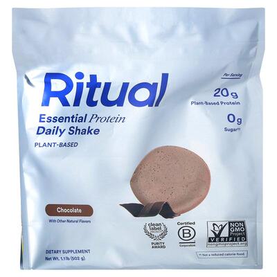 Ritual,Essential Protein Daily Shake, Chocolate, 1.1 lb (502