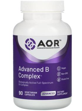 Advanced Orthomolecular Research AOR改进B族复合剂素食胶囊神