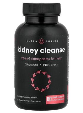 NutraChamps,Kidney Cleanse，60 粒易吞咽全素胶囊