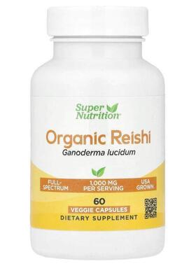 Super Nutrition,Organic Reishi Mushroom, 60 Veggie Capsules