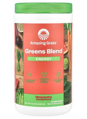 Amazing Grass,绿色植物混合物，能量，西瓜味，14.8 盎司（420