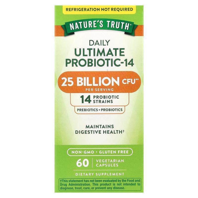 Nature's Truth,每日高级益生菌-14，250 亿 CFU，60 粒素食胶囊
