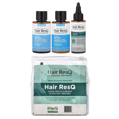 佩特斯,Hair ResQ®，增厚护理，iHerb® 专享旅行套装，4 件套