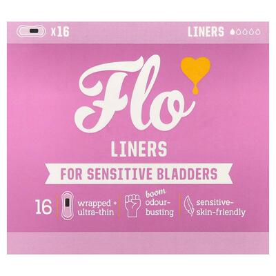 Here We Flo,Liners, For Sensitive Bladders, Ultra-Thin, 16 L