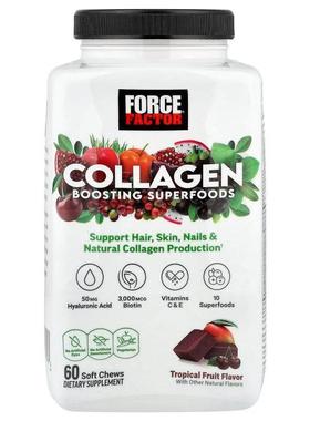 Force Factor,促胶原蛋白 Superfoods，热带水果味，60 片 Superf